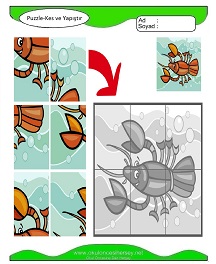 Puzzle Kes Yapıştır Çalışma Sayfaları